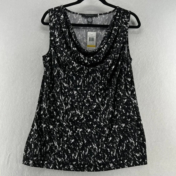 89th & Madison Tops - 89TH & MADISON Tank Womens Sz M Printed Draped Sleeveless Stretch Jersey Black
